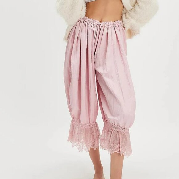 Free People Forever Young Bloomer Pants PINK MEDIUM NWOT - Picture 2 of 7